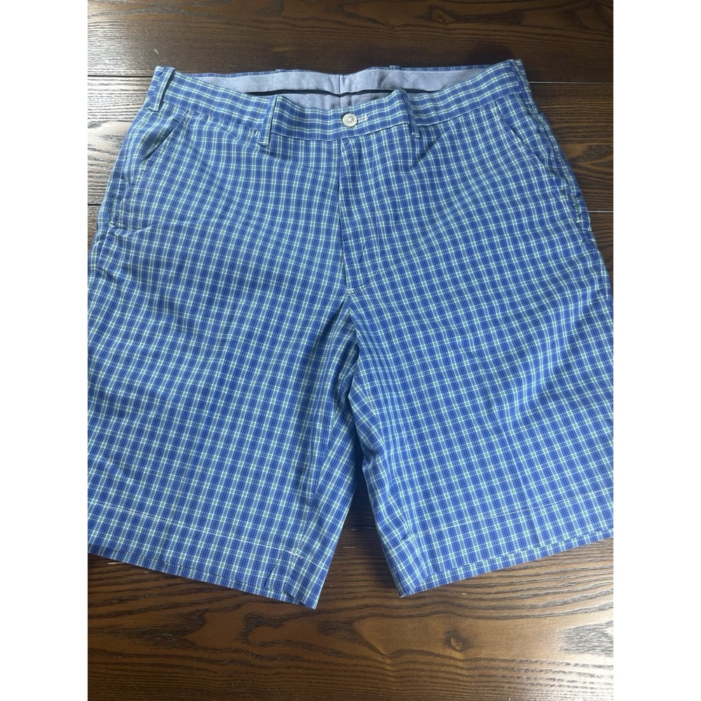 Polo Ralph Lauren Shorts Mens 32 Blue Green Plaid Chino Golf 100% Cotton